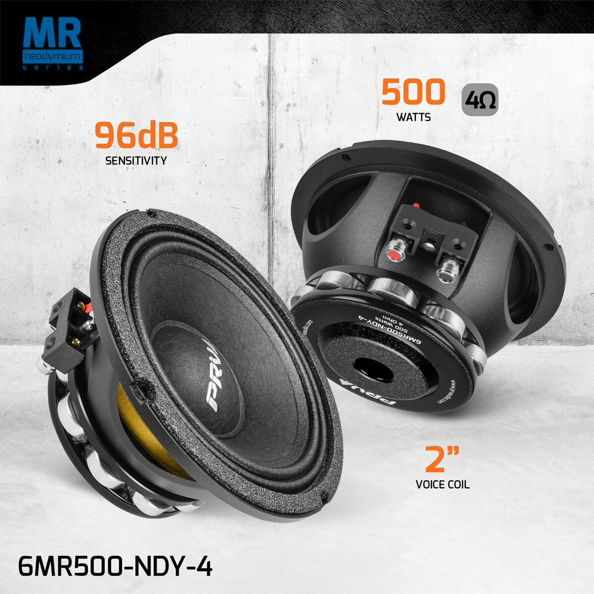 PRV Audio 6MR500-NDY-4 6.5" NEODYMIUM MIDRANGE LOUDSPEAKER (Each) PRV Audio