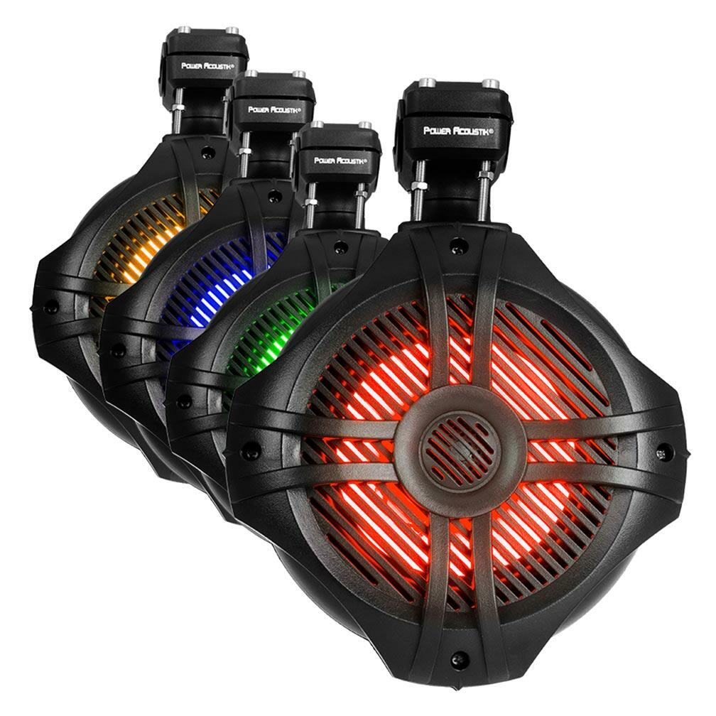 Power Acoustik MWT-80BL  Marine 8″ 2-Way Wakeboard Speakers with RGB LED Illumination - Black (Pair) Power Acoustik