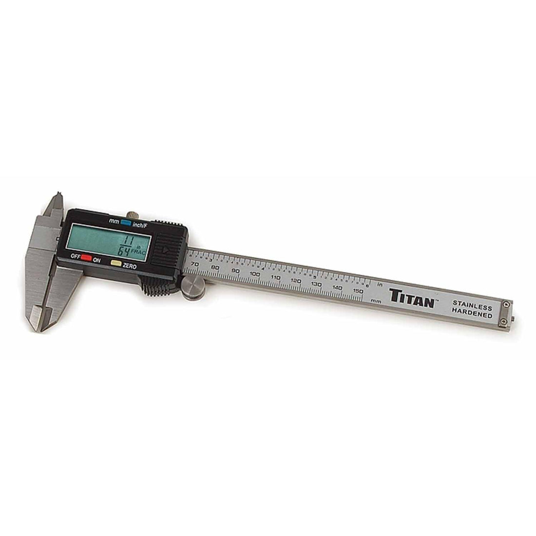 Titan Tools 23173 Titan - Fractional Digital Calipers, Reads In Mm Or By Inch, Constructed Of Stainless Steel For Durability Titan Tools