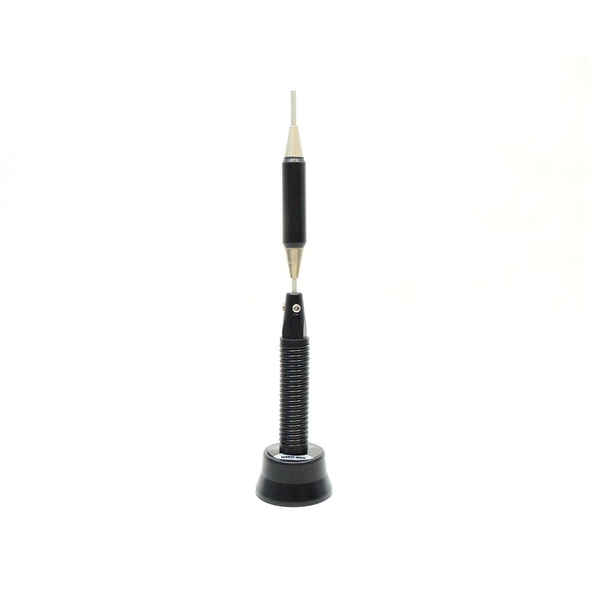 Larsen NMO800B 806-866 Mhz 4.5 Db Gain Antenna With Black Spring Base & .100 Diameter Chrome Enclosed Coil Whip Larsen
