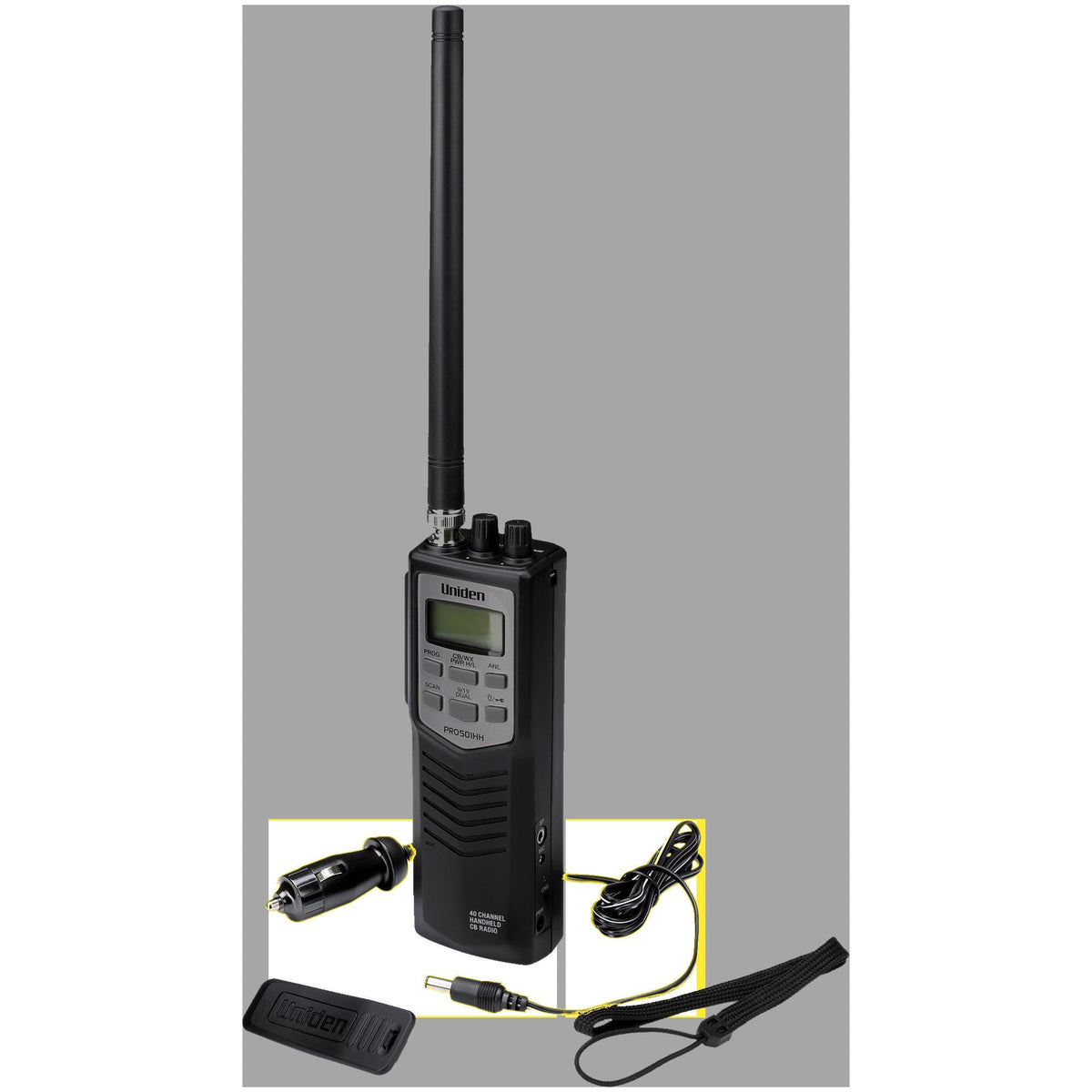Uniden PRO501HH Compact 40 Channel Handheld CB Radio With Noaa Weather, Dual Watch, Channel Scan & Hi/low Power Uniden