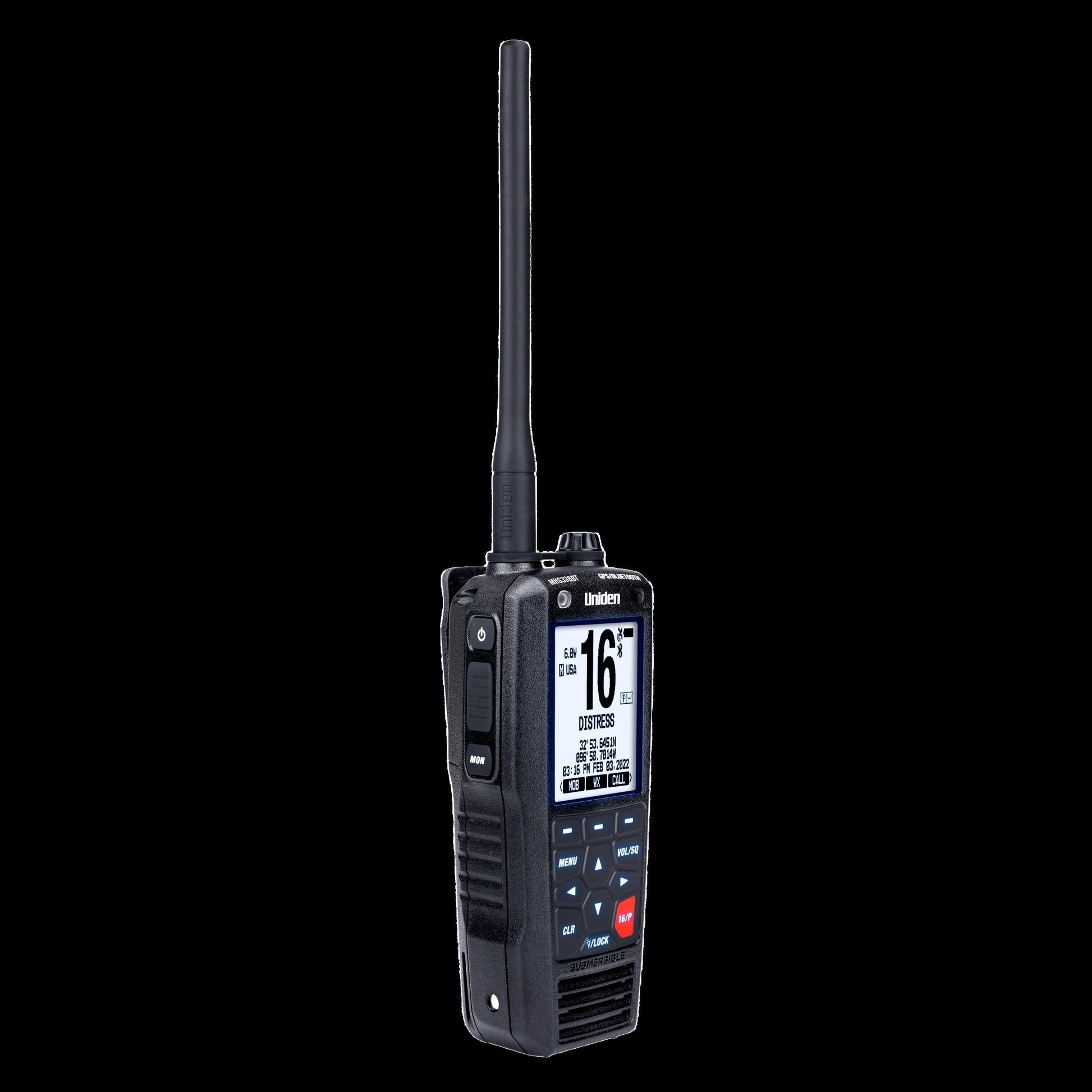 Uniden MHS338BT 6 Watt Vhf Class D Dsc Marine Handheld Radio With Gps & Bluetooth Connectivity Uniden