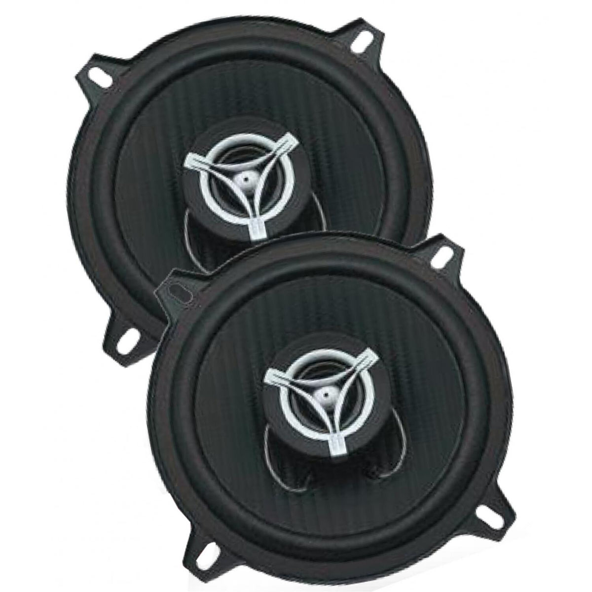 Power Acoustik EF52 5.25" 2-way 300 Watt 4 Ohm Coaxial Speaker Pair With Carbon Fiber Injected Polypropylene Cone, 1" Voice Coil On Aluminum Former, 1.2" Balanced Dome Tweeter & Custom Grills Power Acoustik