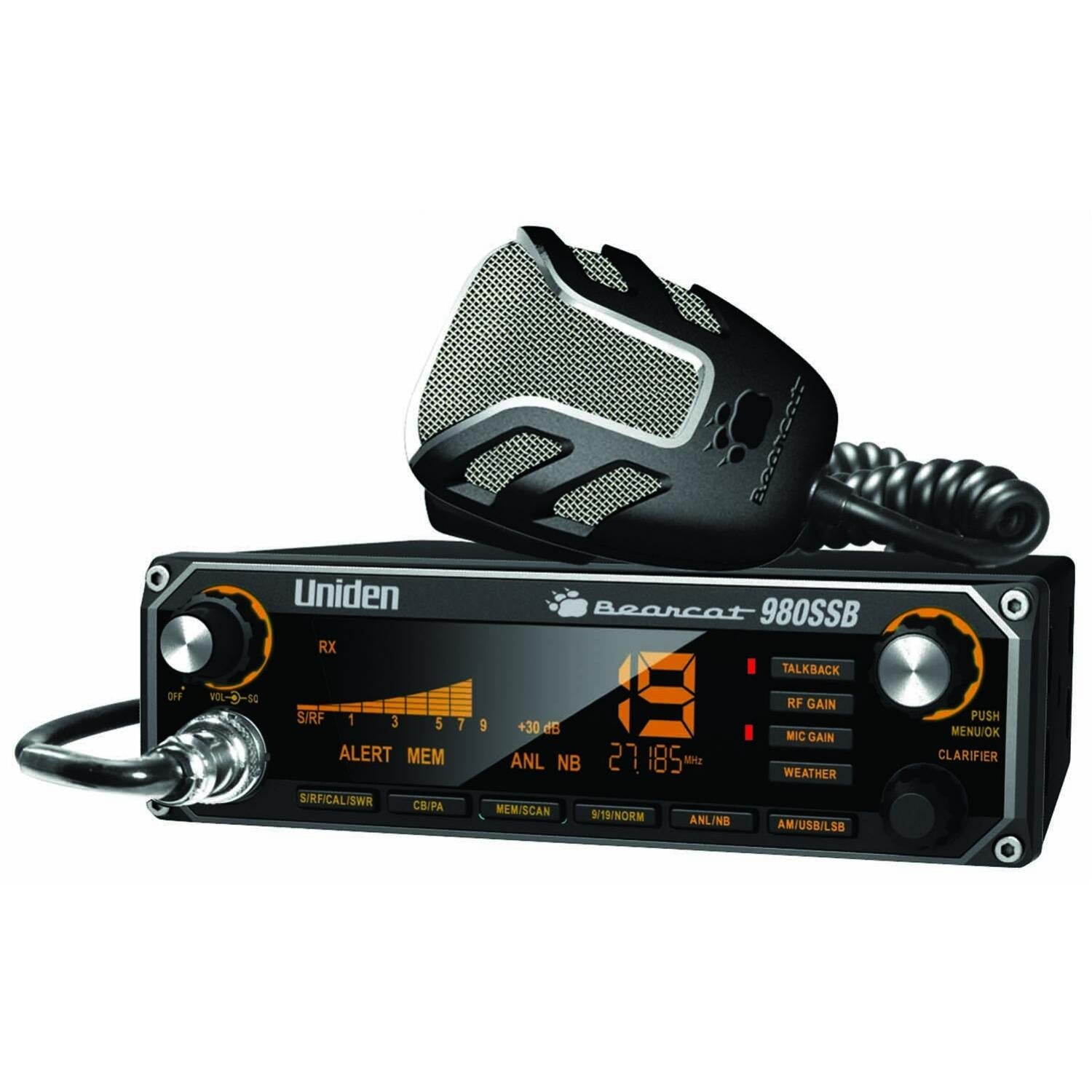 Uniden BC980SSB 40 Channel Sideband CB Radio With 7 Color Option Lcd Display, Talk-back, Noaa Weather & Noise Canceling Microphone Uniden