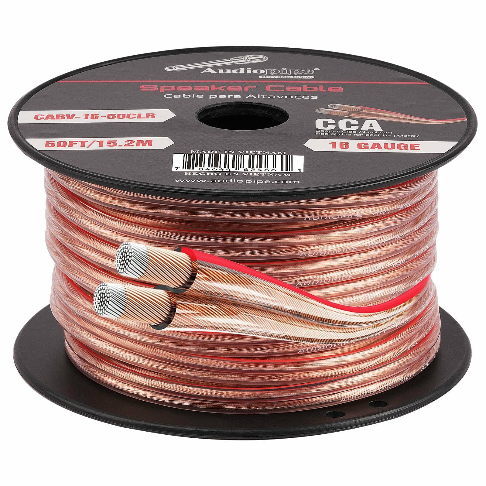 Audiopipe CABV-16-50CLR 50FT 16AWG Speaker Cable (CABV-16-50CLR) Audiopipe