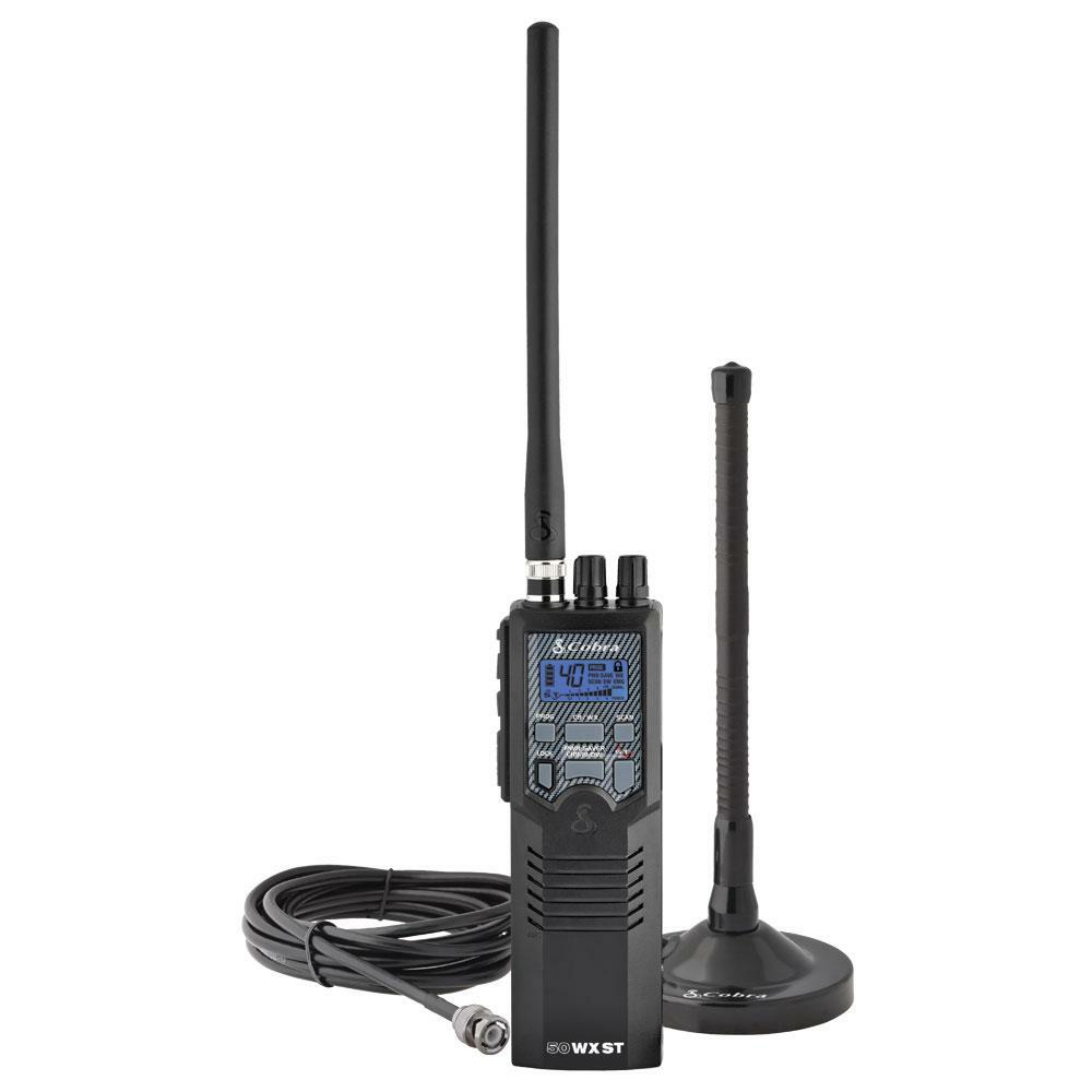 Cobra HHRT50 Hh50wxst Handheld CB Radio With Noaa Weather, Magnetic Mount Antenna & Dc Cigarette Power Cord Cobra