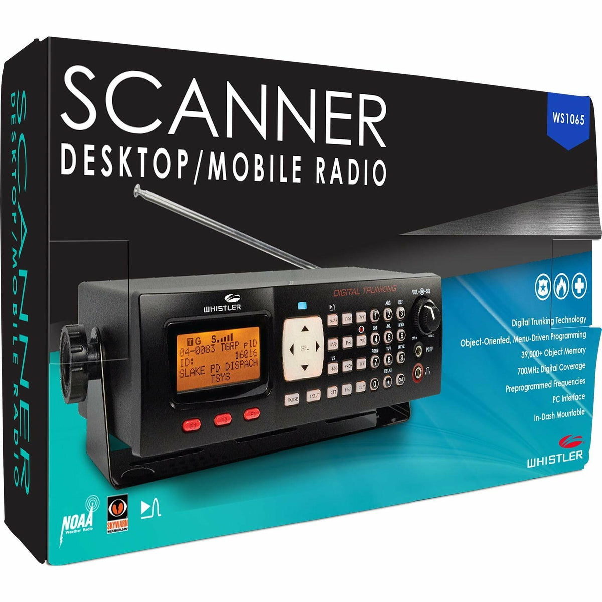 Whistler WS1065 Digital Trunking Desktop Scanner – Programmable Police/Fire Radio with Backlit Display, 1800 Memory Channels, and V-Scanner Technology – Black Whistler