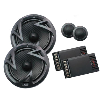 Power Acoustik EF60C 6-1/2"  500 Watt 4 Ohm Component System With Carbon Fiber Injected Molded Polypropylene Cone With 1" Voice Coil On Aluminum Former, 1" Flush Mount Dome Tweeters & Passive Crossovers Power Acoustik
