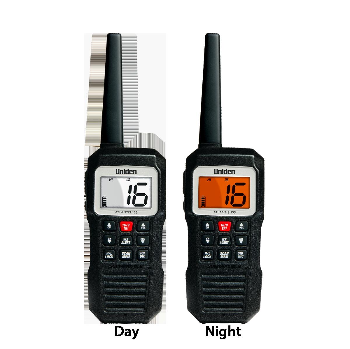 Uniden ATLANTIS155  Compact Floating 3/1 Watt Vhf Marine Handheld Radio With 4 Digit & "b" Channels Uniden