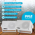 Pyle PLMR24  Marine 3-Way Box Speakers with 3.5” Woofer (White) Pyle
