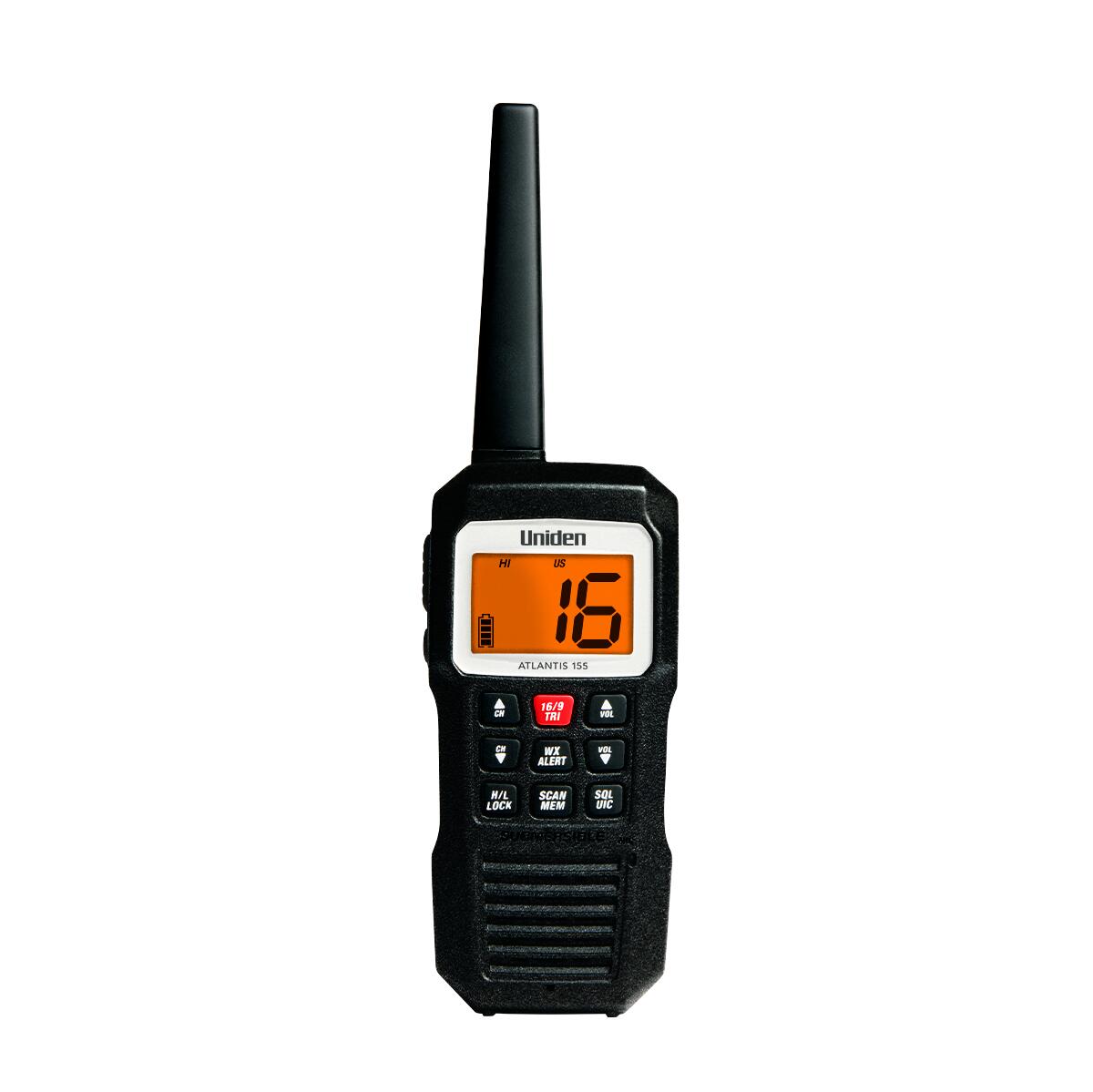 Uniden ATLANTIS155  Compact Floating 3/1 Watt Vhf Marine Handheld Radio With 4 Digit & "b" Channels Uniden