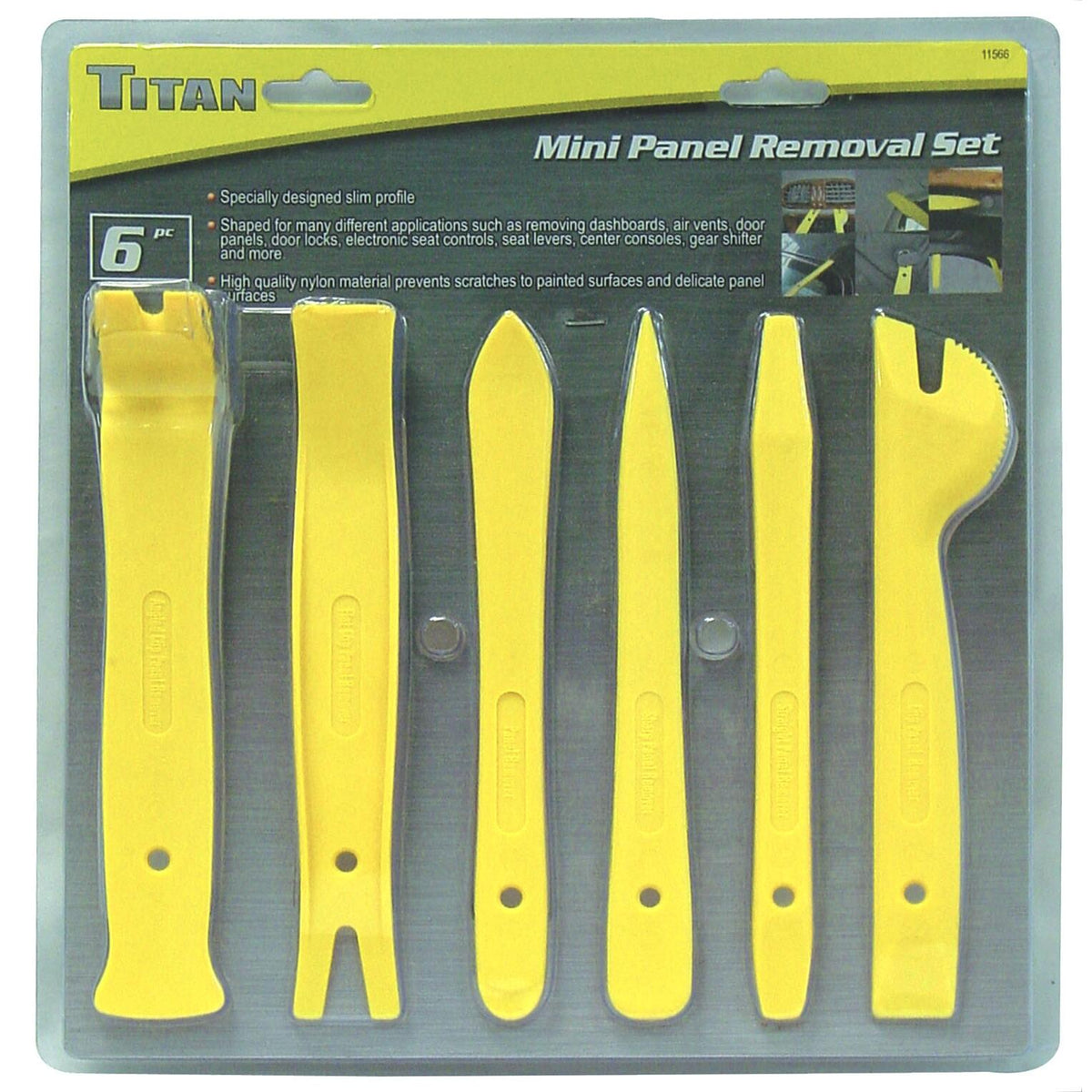 Titan Tools 11566 Titan - 6 Piece Nylon Slim Line Removal Kit For Vehicle Door Panels, Air Vents, Dashboards And Other Componets Titan Tools