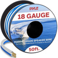 Pyle PLMRSW50  Marine Speaker Wire 18 Gauge 50 Foot – Blue/White Pyle