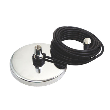 Procomm JBC115 5" Chrome Magnet Mount With 3/8"x24" Threaded Stud & 18' Coax Cable With Molded Pl259 Connector Procomm