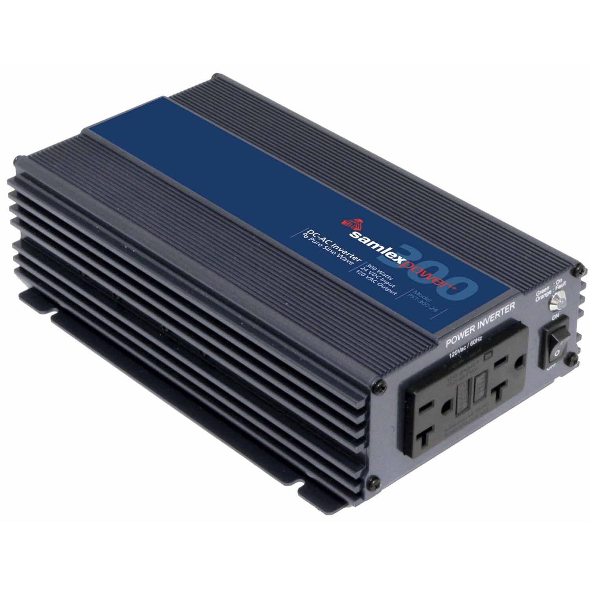 Samlex PST30024 300 Watt High Efficiency Dc-ac Pure Sinewave Ac Power Inverter With 12 Volt Plug & Cable With Battery Clamps Samlex