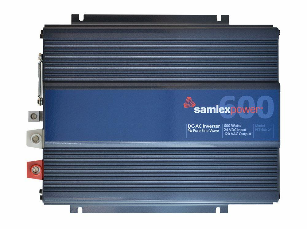 Samlex PST60024 High Efficiency 600 Watt Dc-ac Pure Sine Wave Inverter With Pin Type Battery Cable Lugs Samlex