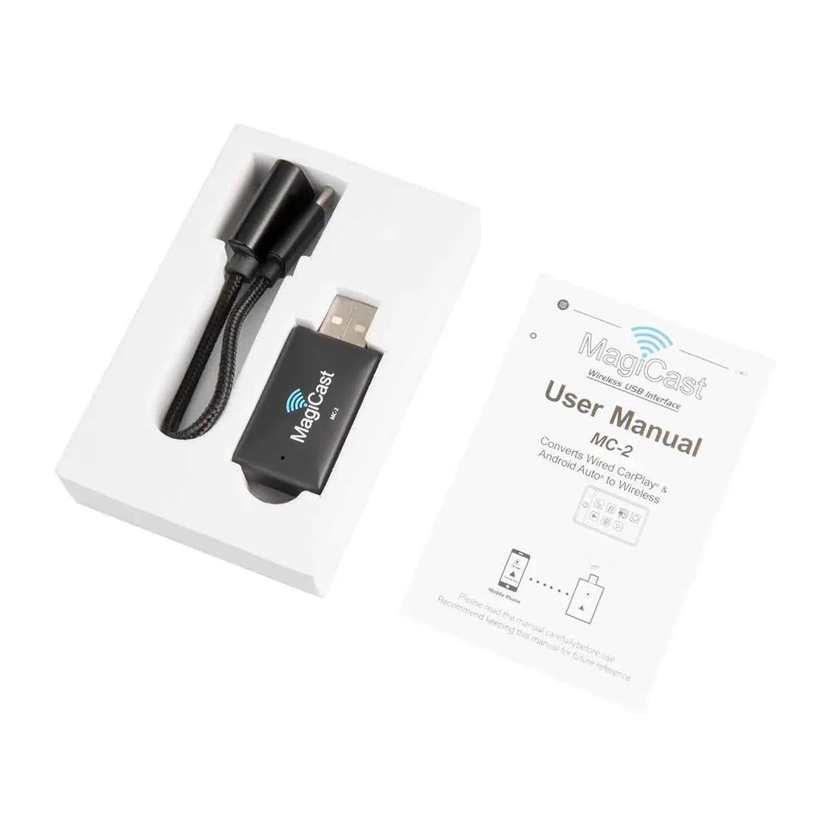 Power Acoustik MC-2  MagiCast USB Interface - Apple CarPlay/Android Auto Wired to Wireless Power Acoustik