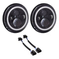 Heise HE-PBHL702RGB 7 Round 6 LED Headlights With Halo Black Front Face Metra