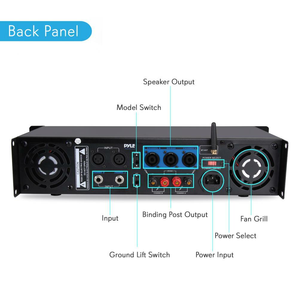 Pyle PTA1000 AMPLIFIER PYLE PRO 1000WATT 2 CHANNEL BRGABLE;RACK MOUNT with Bluetooth Pyle