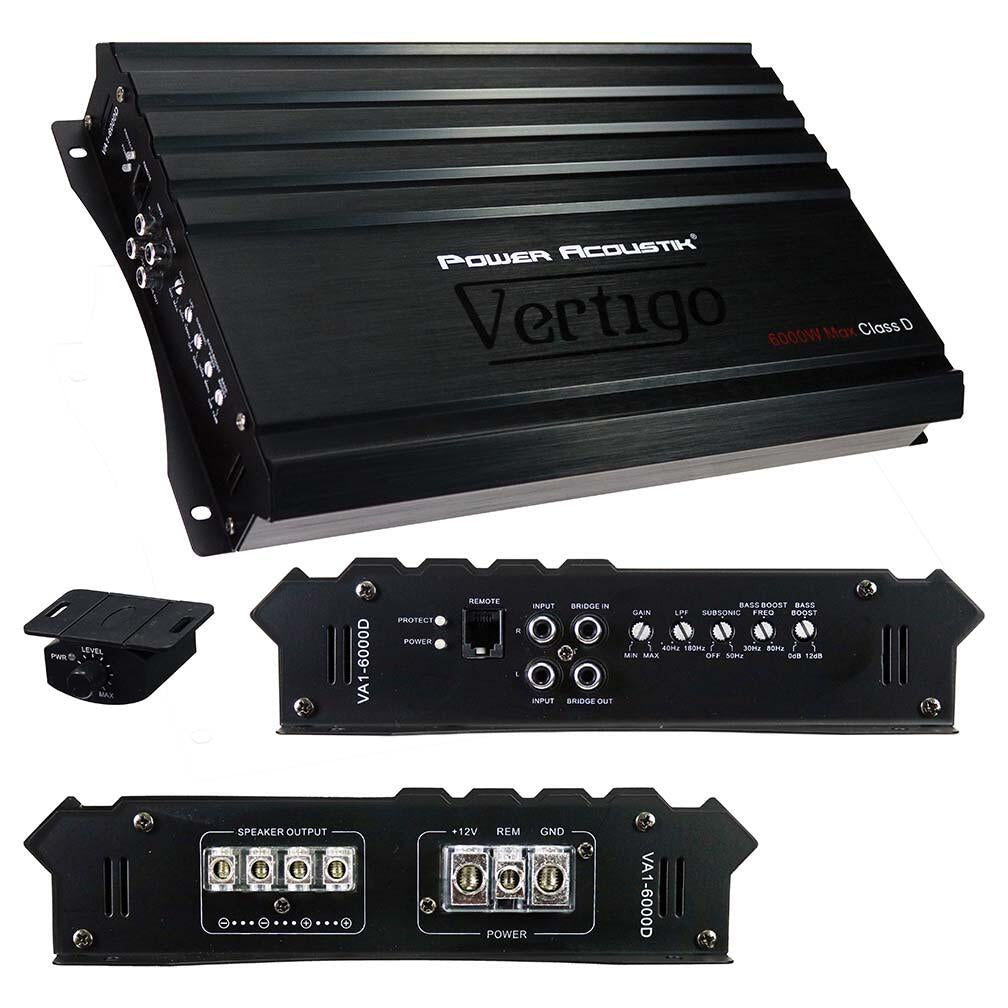 Power Acoustik VA1-6000D  Vertigo Series Monoblock Amplifier 6000W Max Power Acoustik