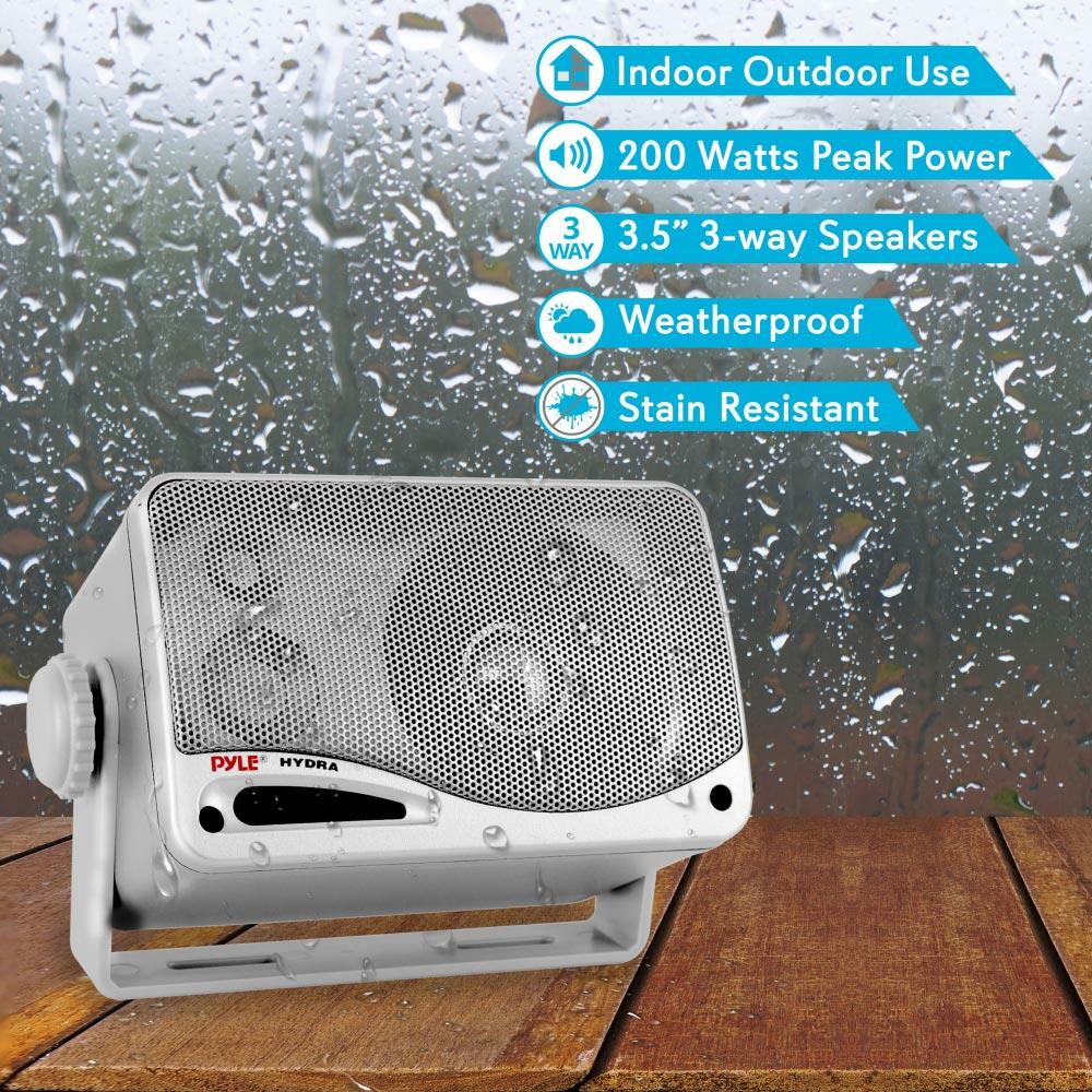 Pyle PLMR24S  Marine 3-Way Box Speakers with 3.5” Woofer (Silver) Pyle