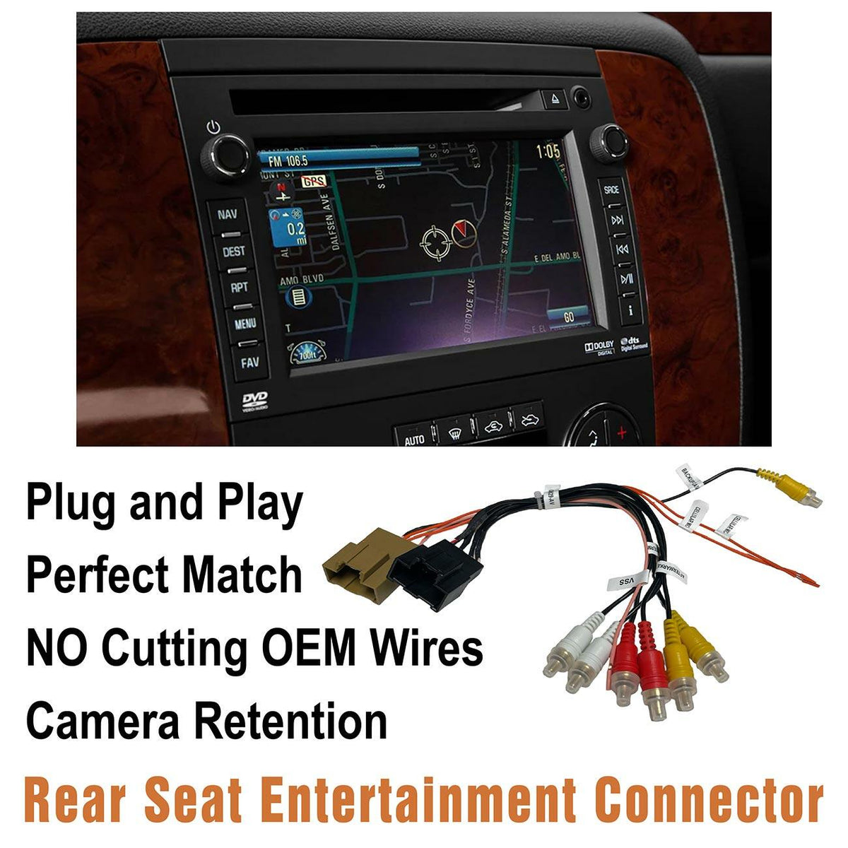 Crux-2444A Rear Seat Entertainment (RSE) Retention Cable in Select General Motors Trucks & SUV’s '12 - '14 CRUX