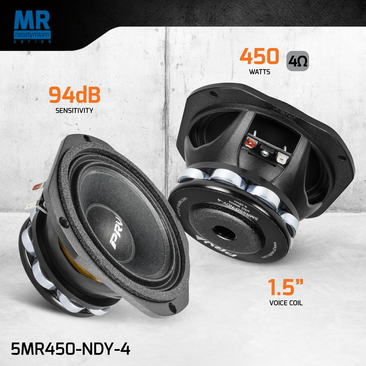 PRV Audio 5MR450-NDY-4 5.25" NEODYMIUM MIDRANGE LOUDSPEAKER (Each) PRV Audio