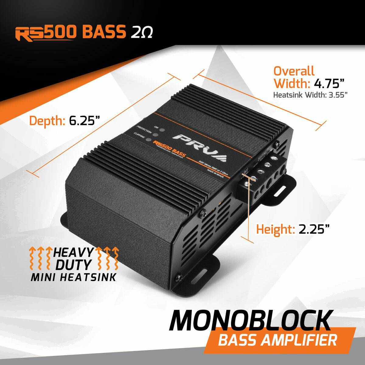 PRV Audio RS500 BASS 2 Ohm 1 Channel Monoblock Amplifier PRV Audio