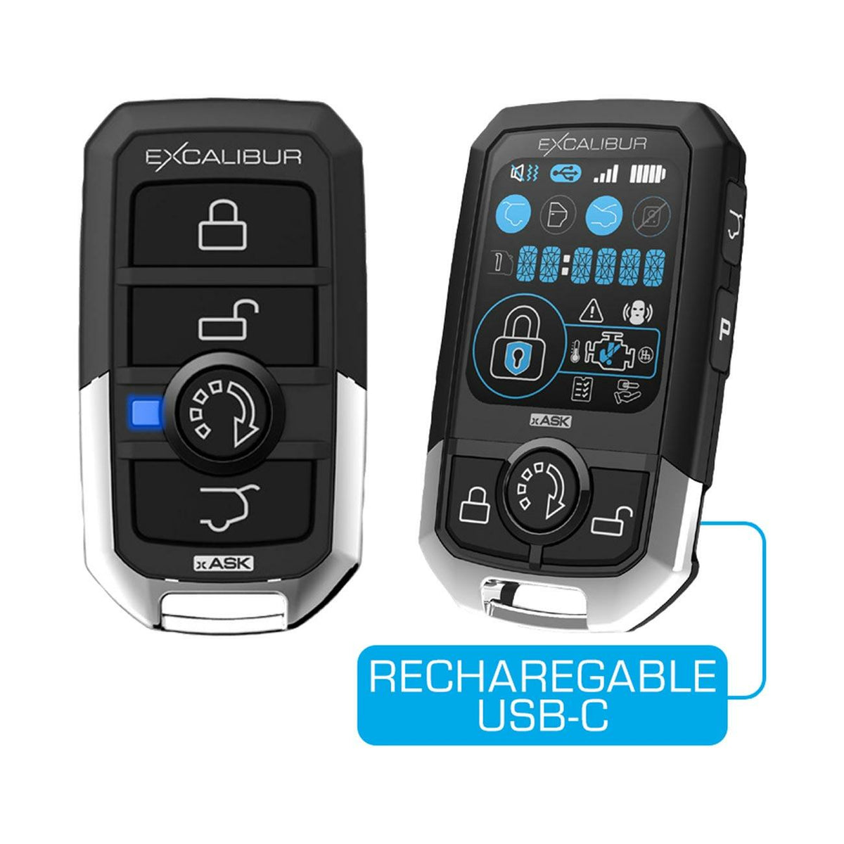 Excalibur Alarms AL-1880-3D Car Alarm/Remote Start with 3-Color LCD 2-Way Remote & 1500 Foot Range Excalibur Alarms