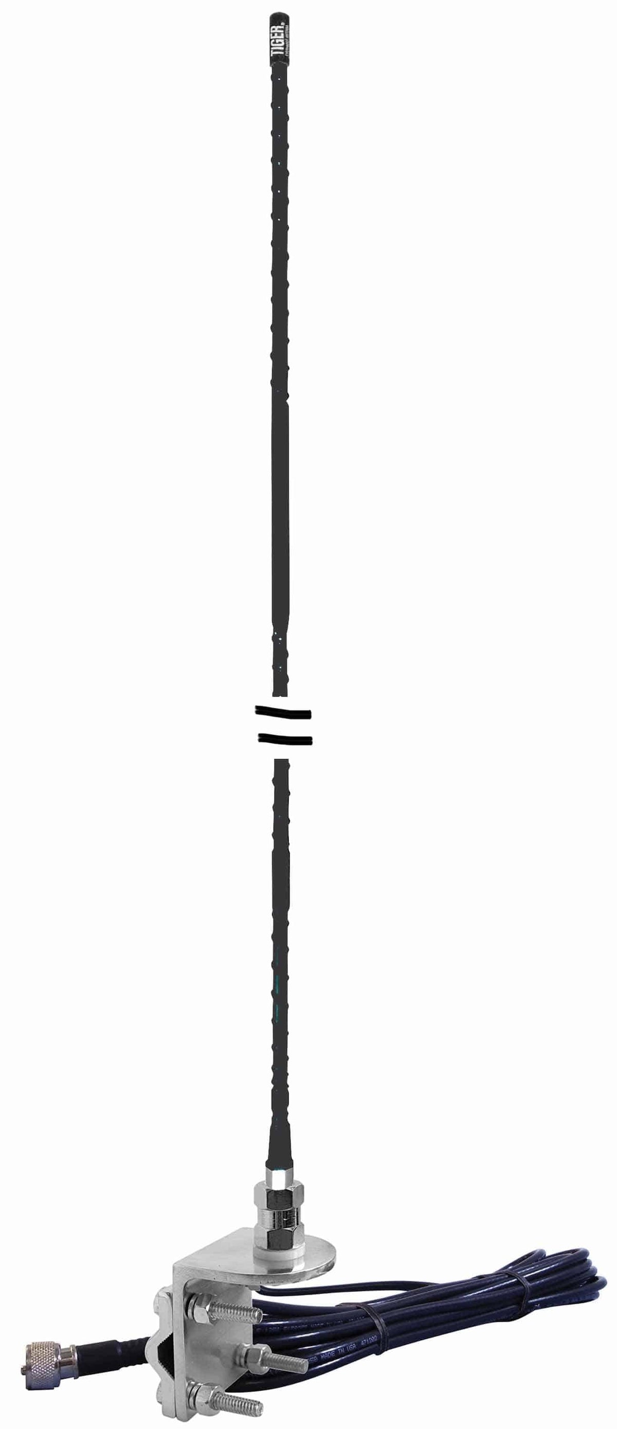 Everhardt NGP1-B 4' Fiberglass No Ground Mirror Mount Antenna Kit In Black Everhardt