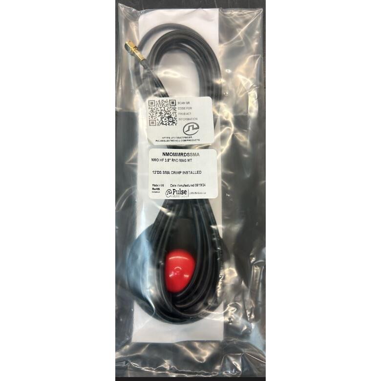 Larsen NMOMMRDSSMA Pulse/larsen Nmommrdssma 3.5" Black Magnet Mount With 12' Dual Shield Rg58a/u Coaxial Cable, Sma Connector Larsen