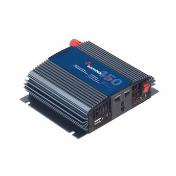 Samlex SAM45012 450 Watt Modified Sinewave 12vdc To 115vac Inverter With Two Outlets & Usb Port, Cigarette Plug & Battery Clamps Samlex