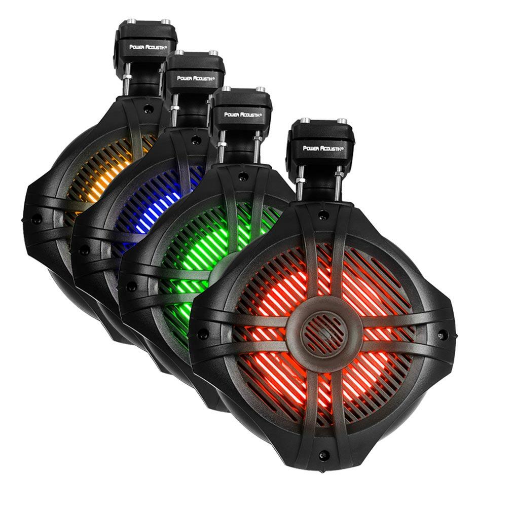 Power Acoustik MWT-65BL  Marine 6.5" 2-Way Wakeboard Speakers with RGB LED Illumination - Black (Pair) Power Acoustik