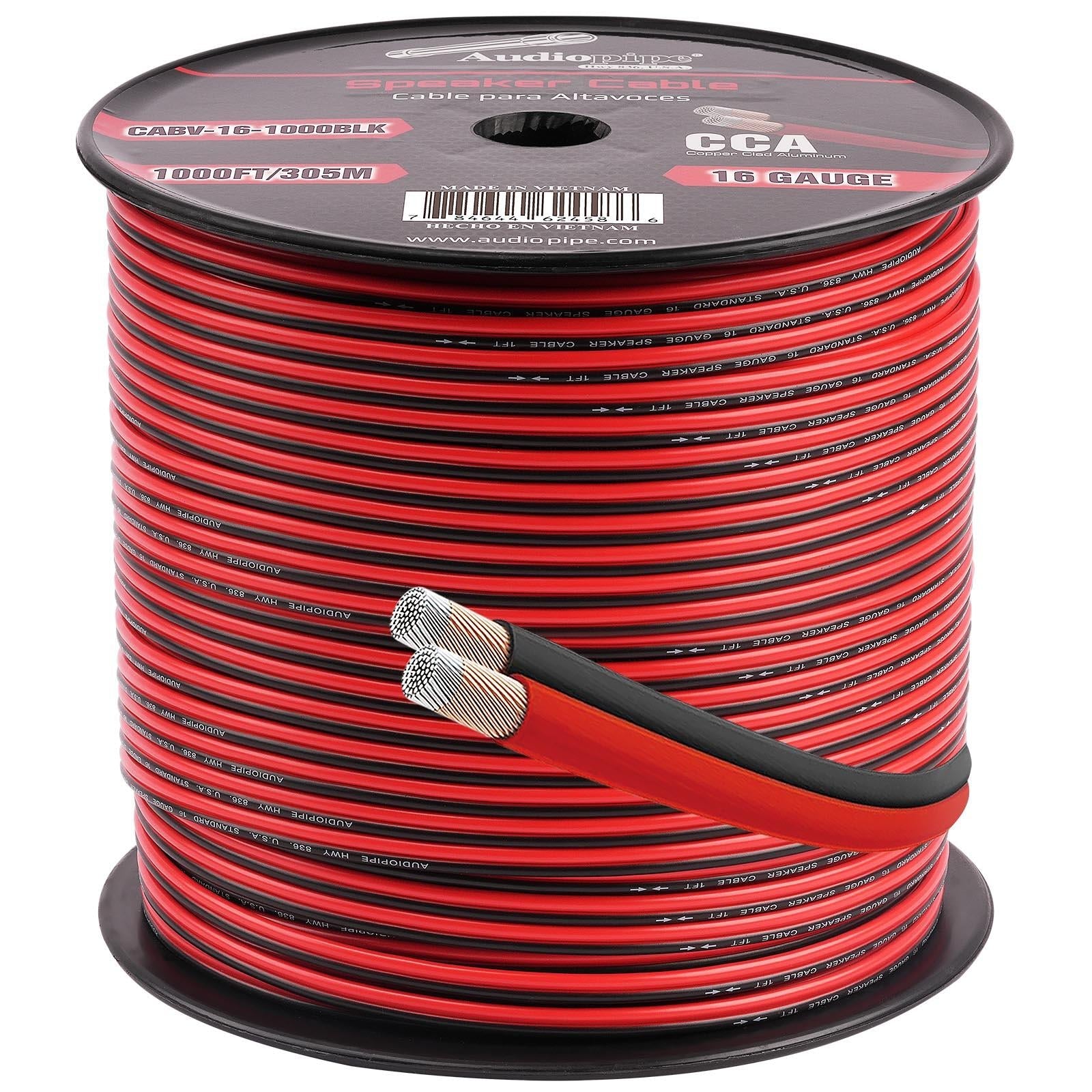 Audiopipe CABV-16-1000BLK 1000FT 16AWG Speaker Cable (CABV-16-1000BLK) Audiopipe