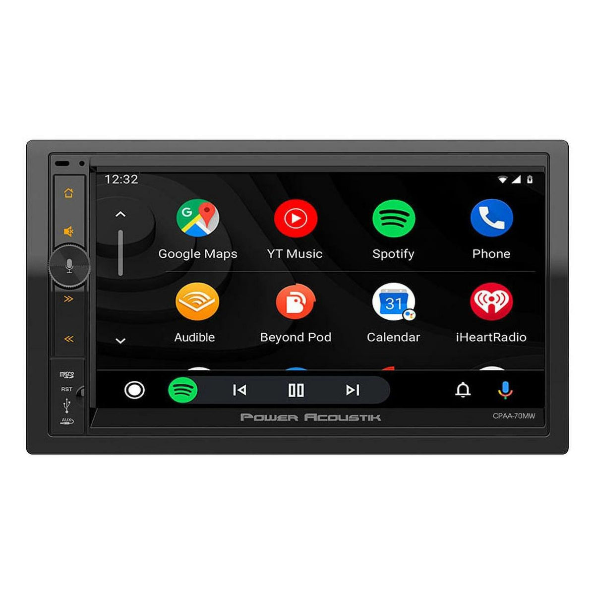 Power Acoustik CPAA-70MW  7” Double DIN Mechless Receiver with Wireless Apple CarPlay/Android Auto Power Acoustik