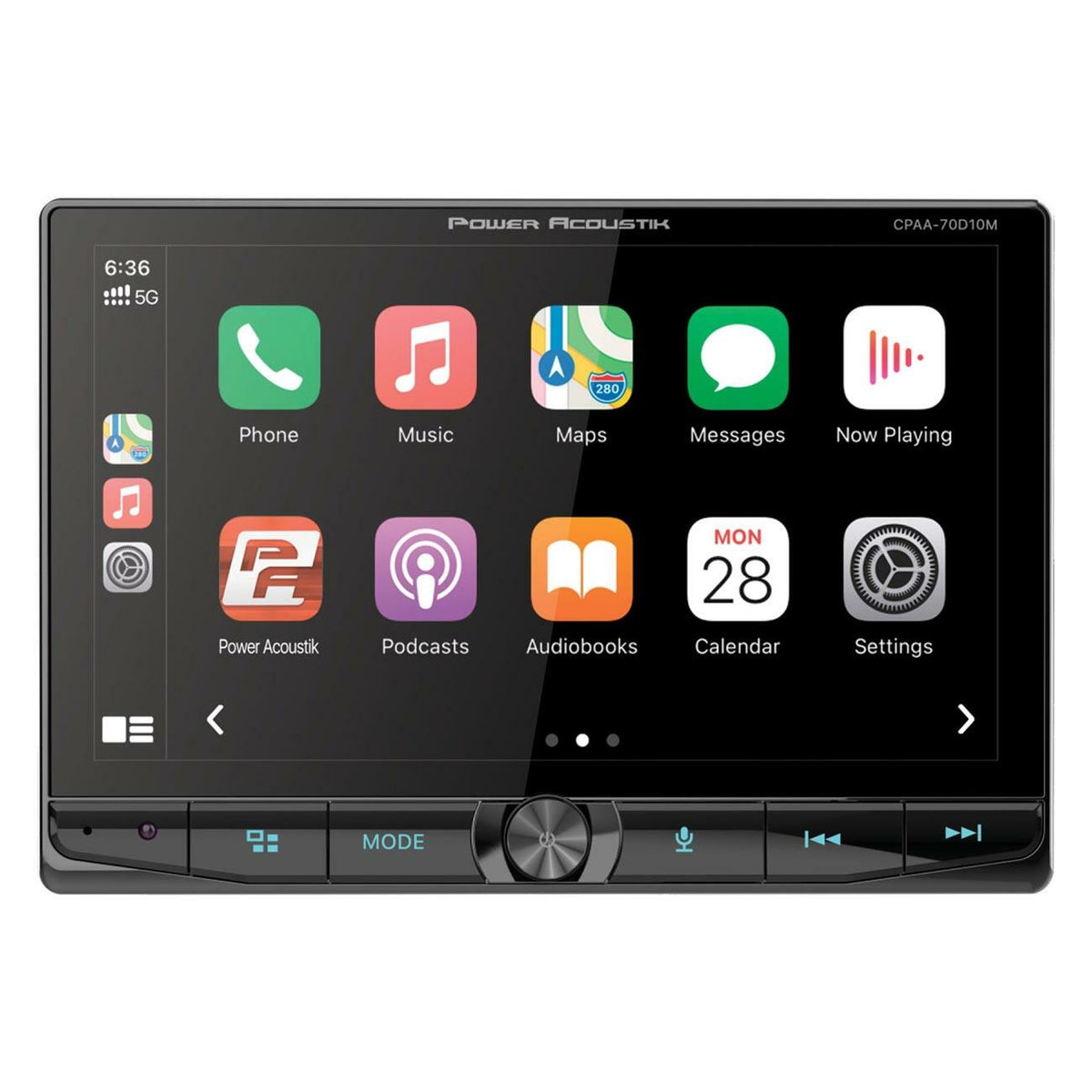 Power Acoustik CPAA-70D10M  10.6″ Floating Double DIN Mechless Receiver with Apple Car Play & Android Auto Bluet Power Acoustik