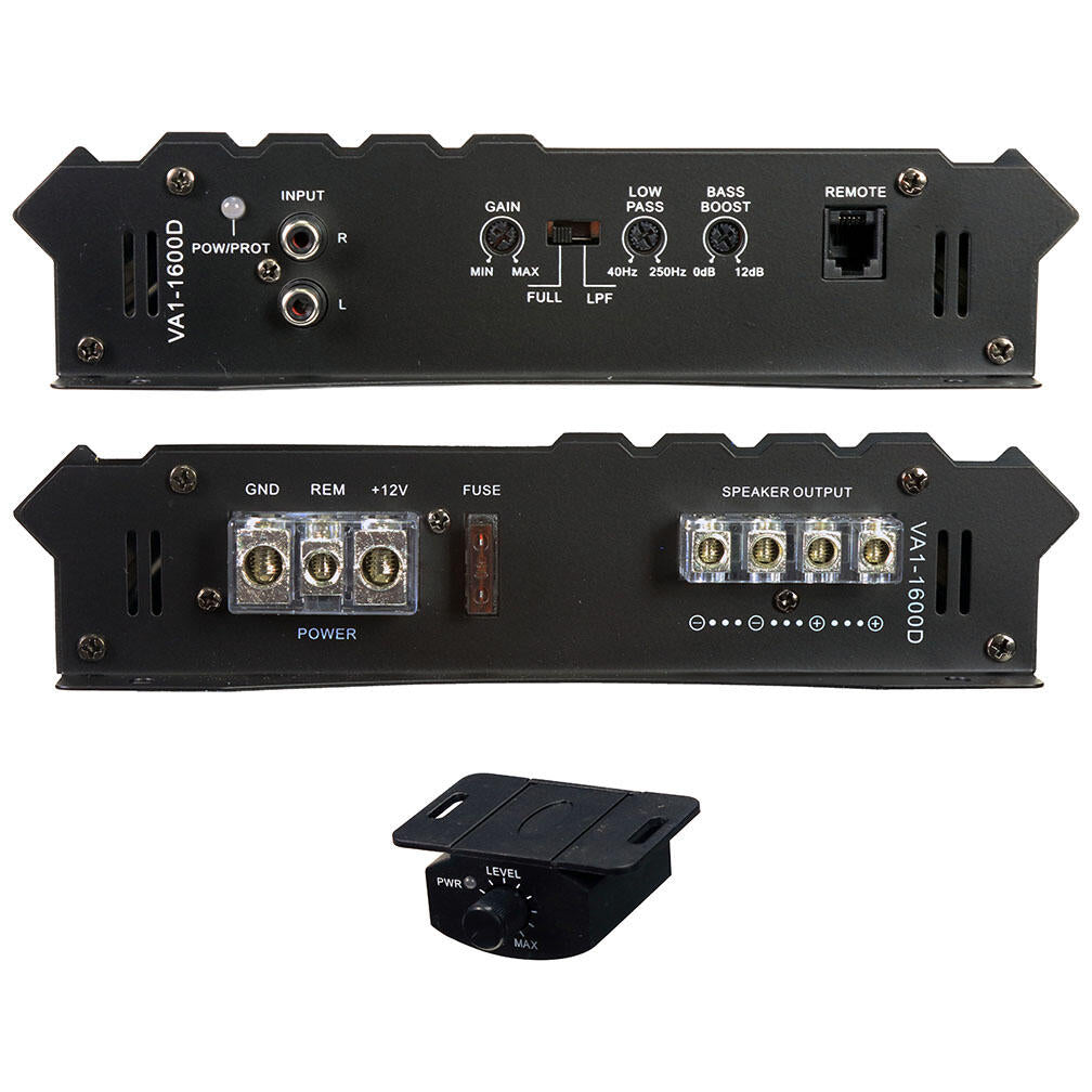 Power Acoustik VA1-1600D  Vertigo Series Monoblock Amplifier 1600W Max Power Acoustik