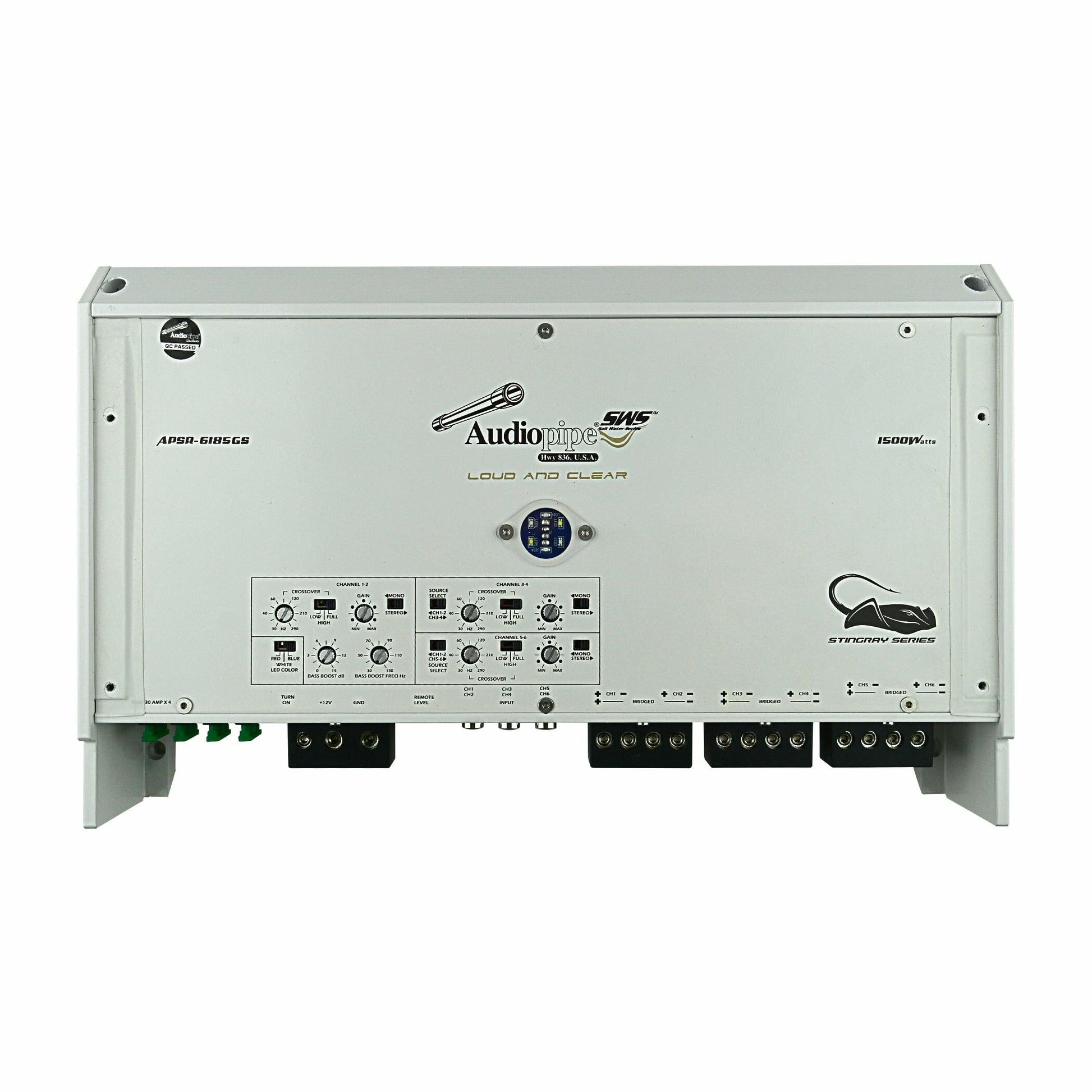 Audiopipe APSR-6185GS  3000W 6-Channel Class D Marine Amplifier Audiopipe