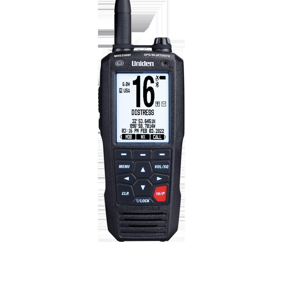 Uniden MHS338BT 6 Watt Vhf Class D Dsc Marine Handheld Radio With Gps & Bluetooth Connectivity Uniden