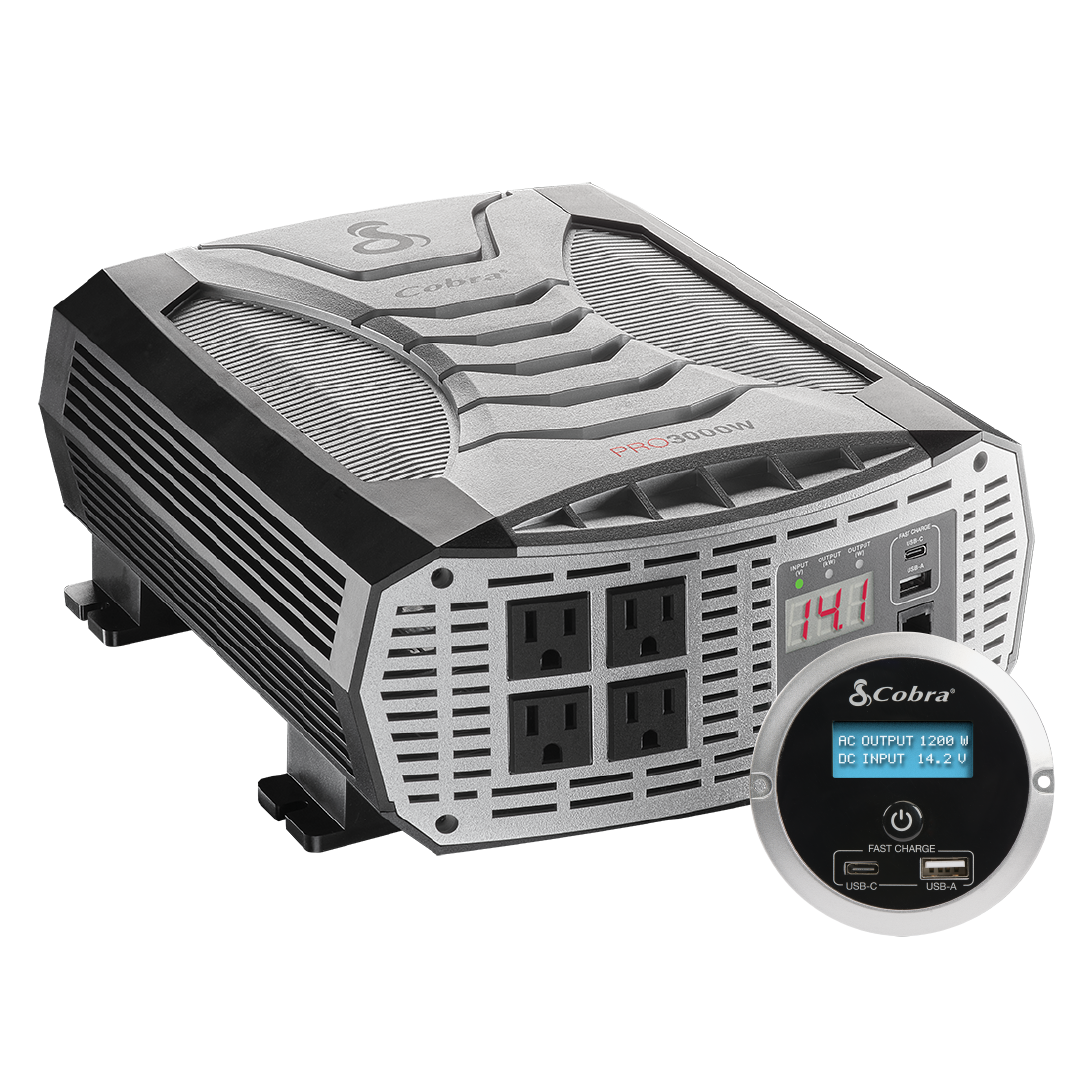 Cobra CPI3000W 3,000 Watt Modified Sine Wave Inverter - 6,000 Watt Surge With 4 Ac Outlets And 2 Usb Ports Cobra