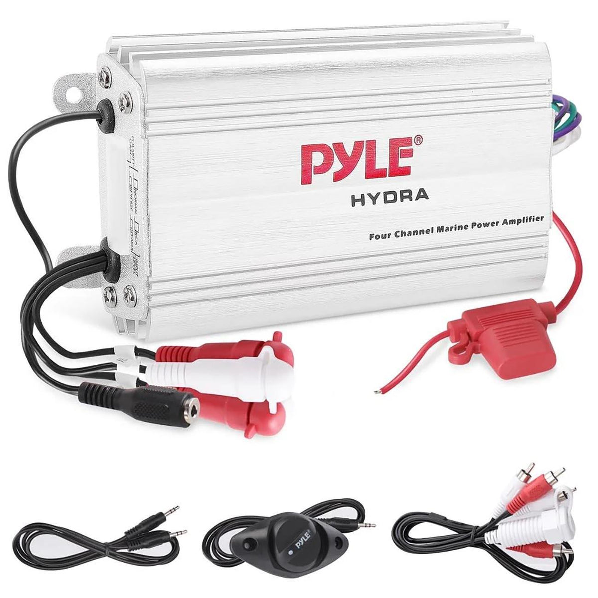 Pyle PLMRMP3A  Marine 4 Channel Amplifier 800W MAX - Silver Finish Pyle