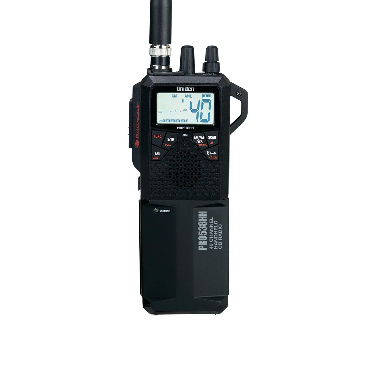 Uniden PRO538HHFM 40 Channel AM/FM Handheld CB Radio With Dc Car Adapter Uniden