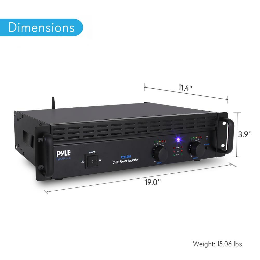 Pyle PTA1000 AMPLIFIER PYLE PRO 1000WATT 2 CHANNEL BRGABLE;RACK MOUNT with Bluetooth Pyle