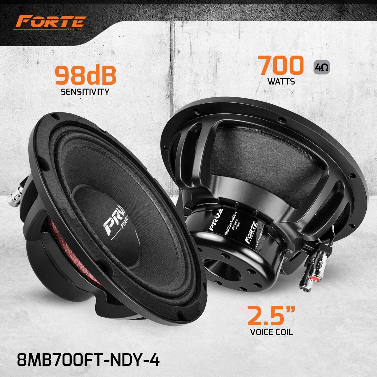 PRV Audio 8MB700FT-NDY-4 8" MIDBASS NEODYMIUM LOUDSPEAKER (Each) PRV Audio