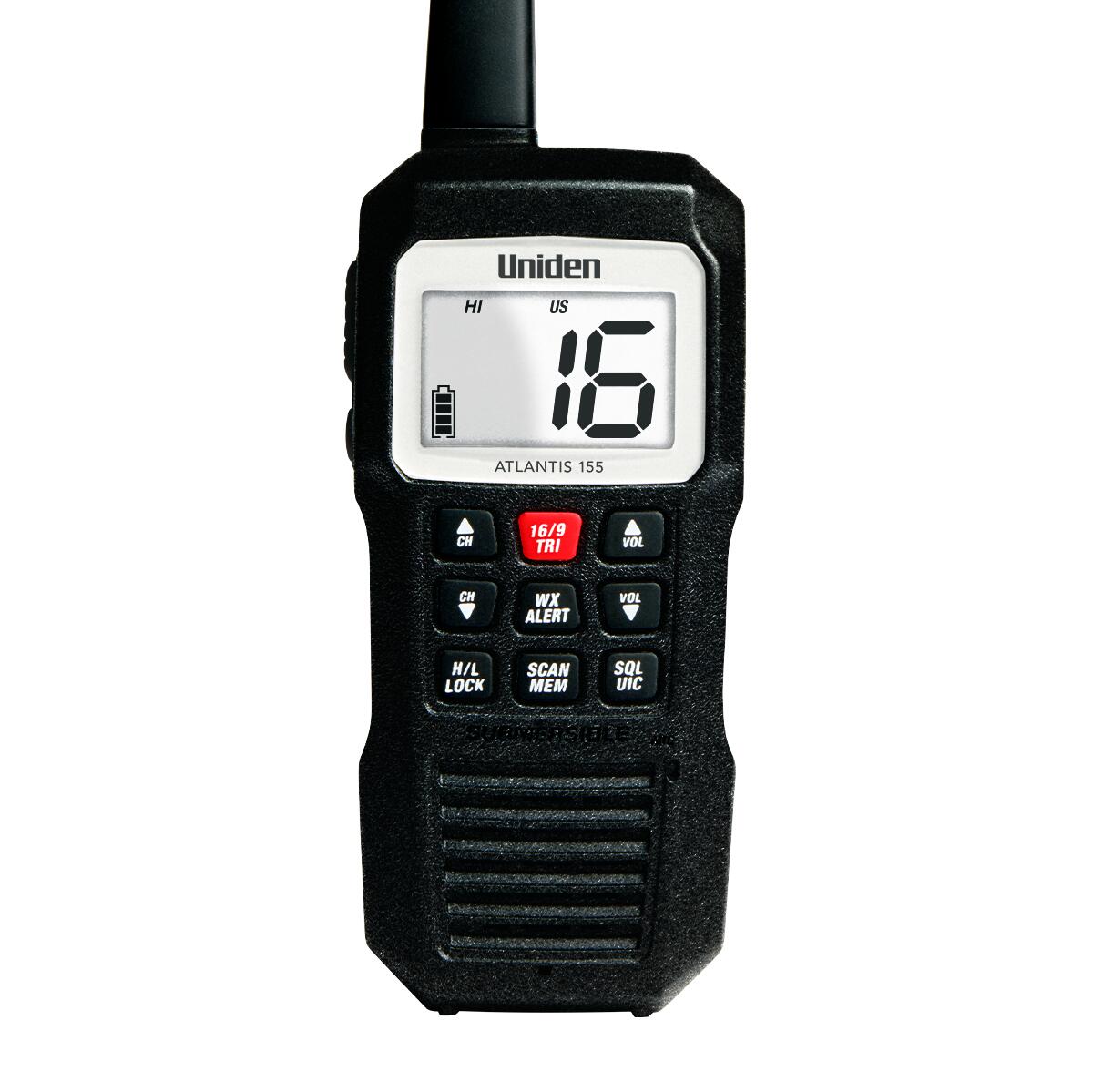 Uniden ATLANTIS155  Compact Floating 3/1 Watt Vhf Marine Handheld Radio With 4 Digit & "b" Channels Uniden