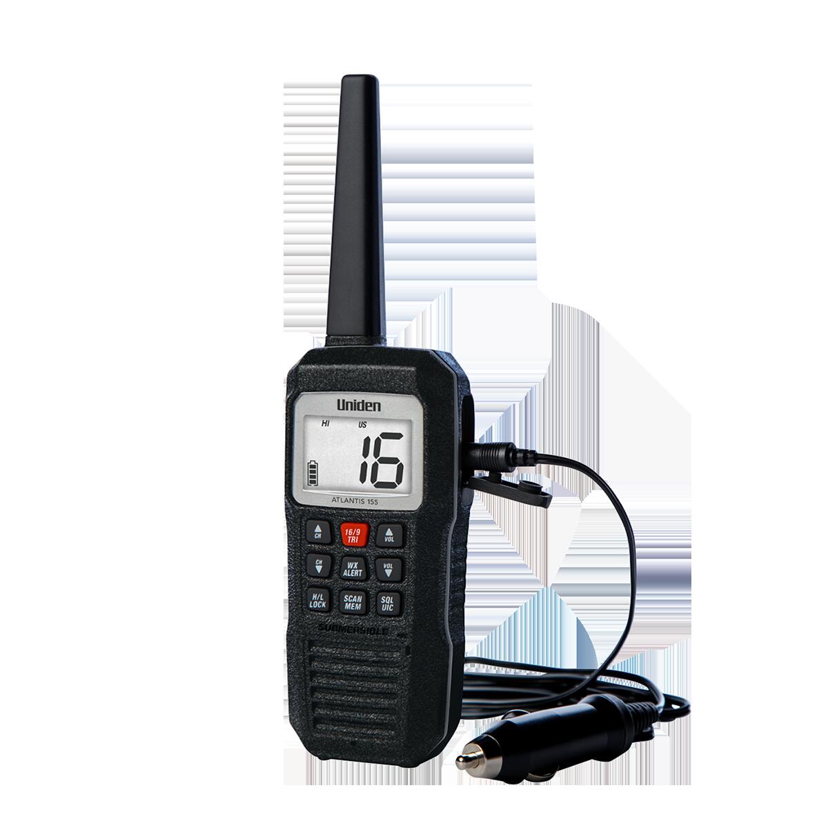 Uniden ATLANTIS155  Compact Floating 3/1 Watt Vhf Marine Handheld Radio With 4 Digit & "b" Channels Uniden