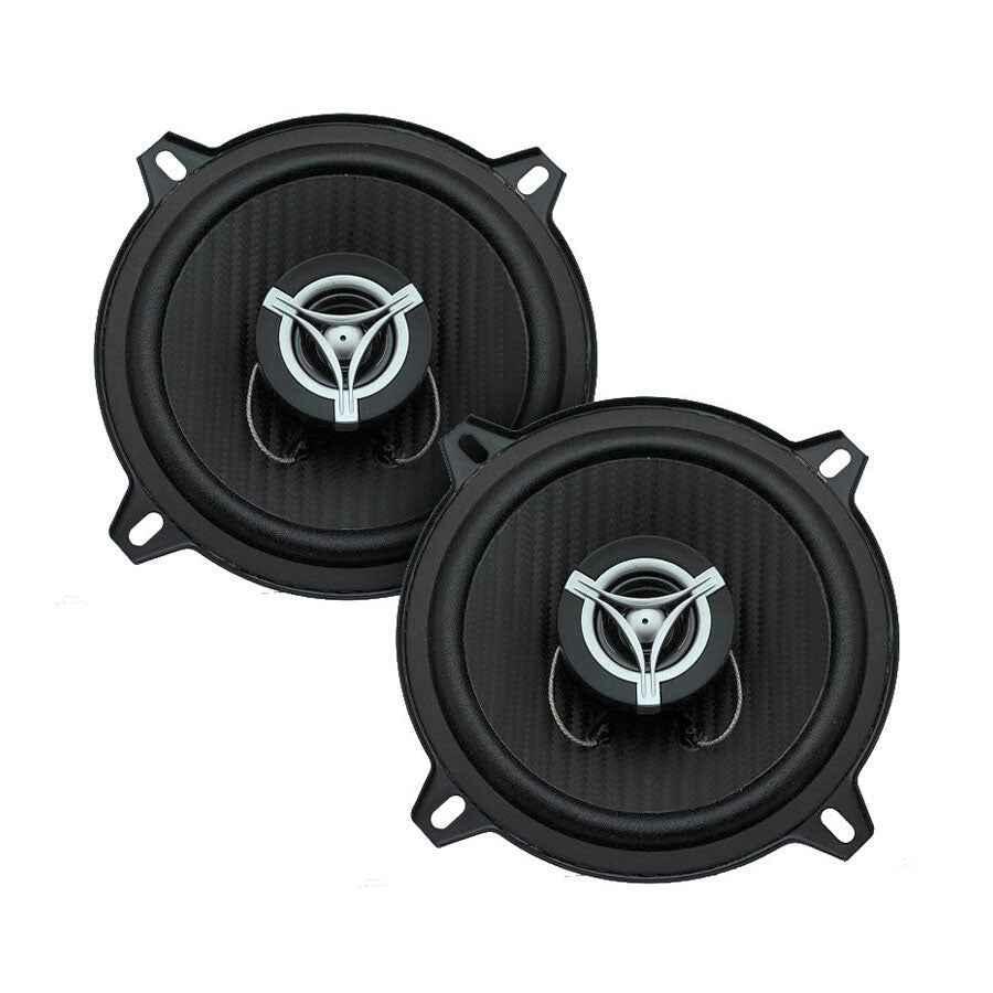 Power Acoustik EF52 5.25" 2-way 300 Watt 4 Ohm Coaxial Speaker Pair With Carbon Fiber Injected Polypropylene Cone, 1" Voice Coil On Aluminum Former, 1.2" Balanced Dome Tweeter & Custom Grills Power Acoustik