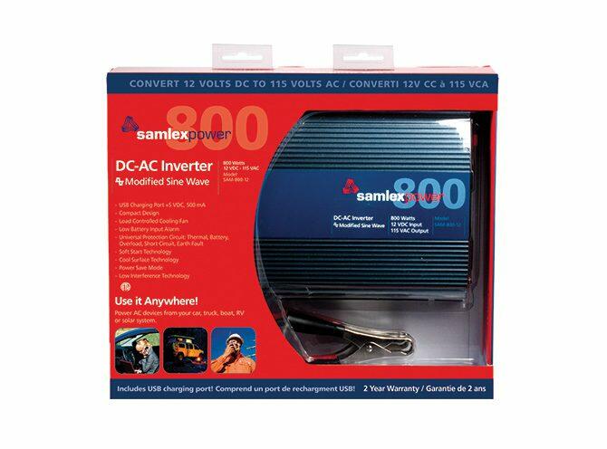 Samlex SAM80012 800 Watt Modified Sine Wave Inverter 12vdc In - 115vac Out With Two Outlets & Usb Port Samlex