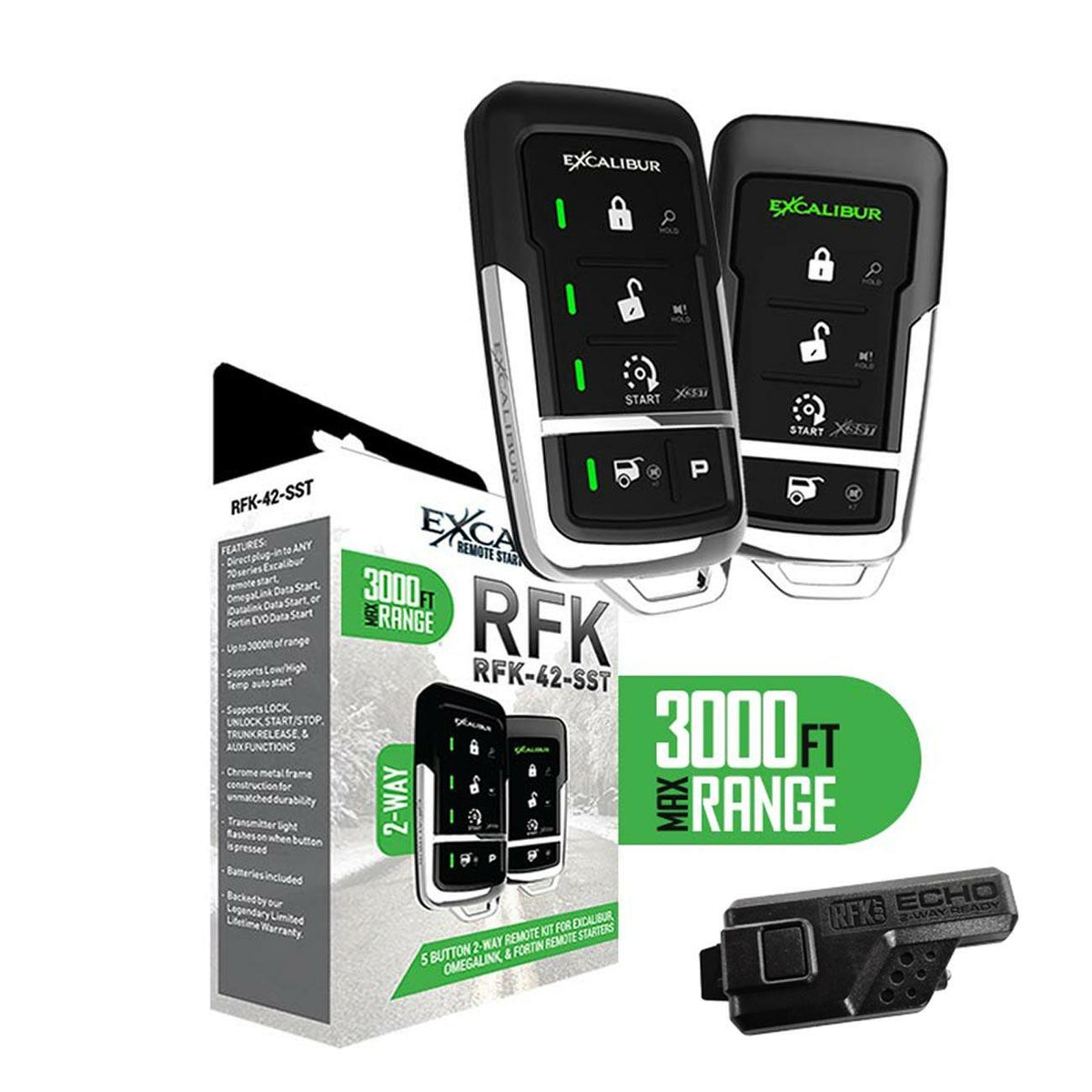 Excalibur Alarms RFK-42-SST MultiPurpose Remote Kit: 2-Way 5-Button RF Kit; 3000+ Feet Range Includes Antenna Excalibur Alarms