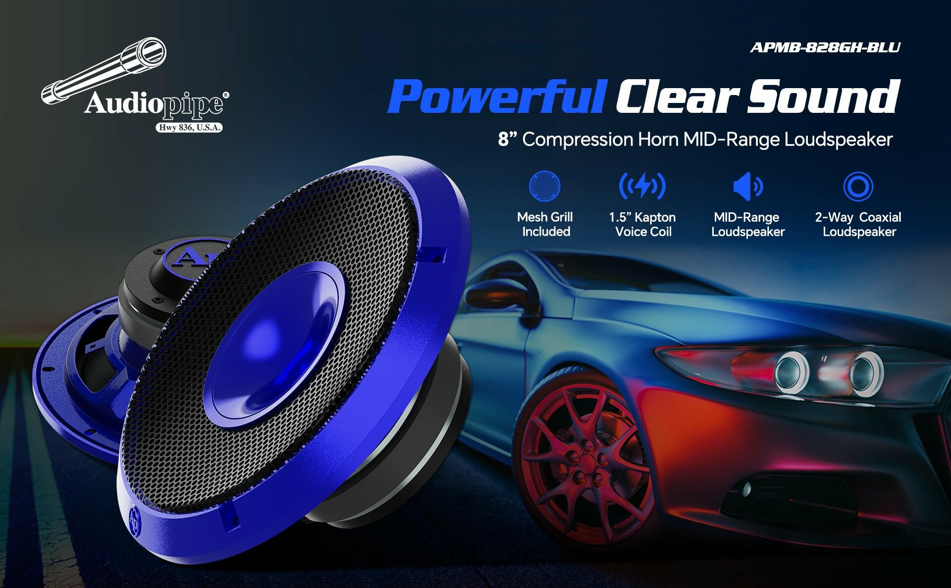 Audiopipe APMB-828GH-BLU 8" Compression Horn Mid-Range Loudspeaker (APMB-828GH-BLU) (Each) Audiopipe